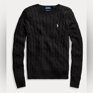 Ralph Lauren Black Cable Knit Crewneck Sweater